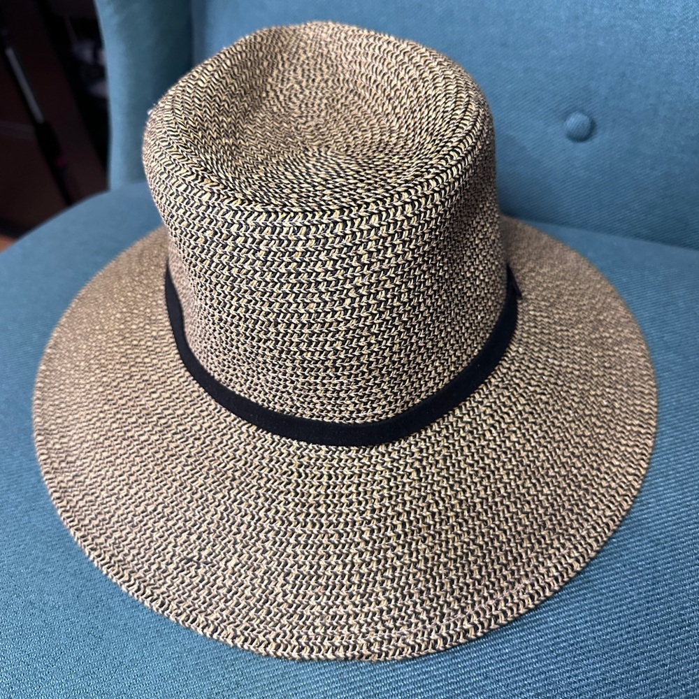 Brown and black brimmed hat
